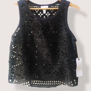 Leith Geometric Cutout Crop Top Tank Shirt